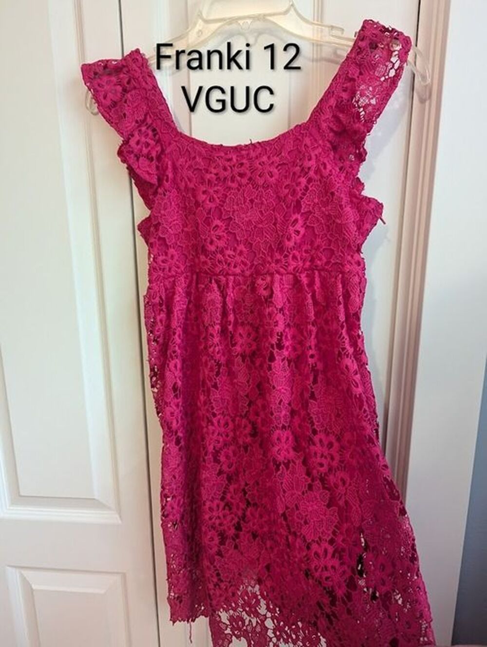 NFS DO NOT BUY Franki by Francesca's Sz 12 Girl pink lace sleeveless dress